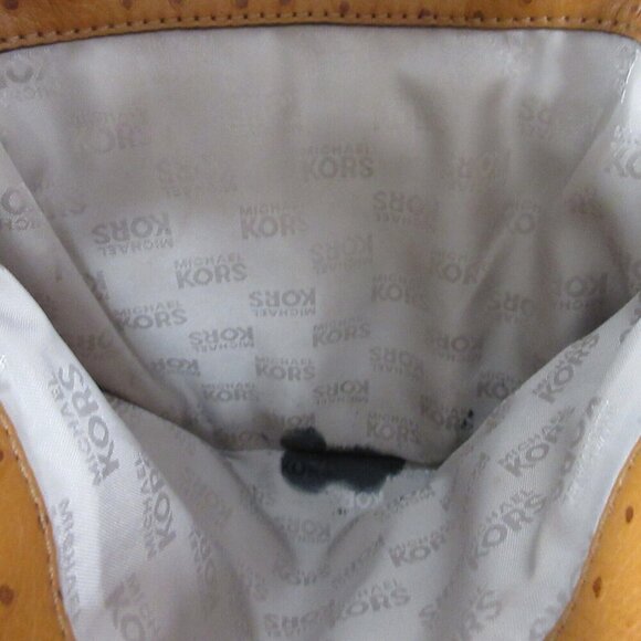 Michael Kors Brown Ostrich Embossed Leather Women's Clutch Shoulder Bag 616 - Picture 7 of 10